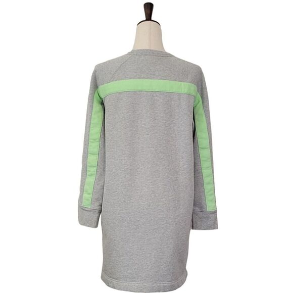 Athleta Round Trip Heathered Gray Lime Green Stripe Sweatshirt Dress Size M - Picture 3 of 6